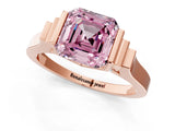 Rose gold Fancy Pink Asscher Cut Brilliant Solitaire Diamond Ring with Channel Set Band and Bar Prong Setting_1