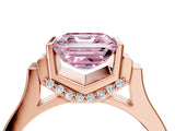 Rose gold Fancy Pink Asscher Cut Brilliant Solitaire Diamond Ring with Channel Set Band and Bar Prong Setting_4