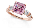 Rose gold Fancy Pink Asscher Cut Brilliant Three-Stone Pave Band with Four-Prong Setting_1
