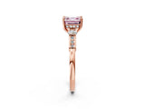 Rose gold Fancy Pink Asscher Cut Brilliant Three-Stone Pave Band with Four-Prong Setting_2