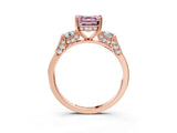 Rose gold Fancy Pink Asscher Cut Brilliant Three-Stone Pave Band with Four-Prong Setting_3