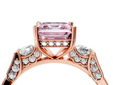 Rose gold Fancy Pink Asscher Cut Brilliant Three-Stone Pave Band with Four-Prong Setting_4