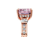 Rose gold Fancy Pink Asscher Cut Brilliant Three-Stone Pave Band with Four-Prong Setting_5