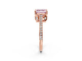 Rose gold Fancy Pink Asscher  Cut Cathedral Pave Diamond Engagement Ring with Six-Prong Setting_23