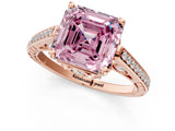 Rose gold Fancy Pink Asscher  Cut Cathedral Pave Diamond Engagement Ring with Six-Prong Setting_34