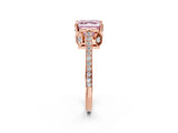 Rose gold Fancy Pink Asscher  Cut Cathedral Pave Diamond Engagement Ring with Six-Prong Setting_35