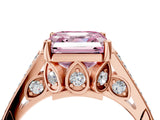 Rose gold Fancy Pink Asscher  Cut Cathedral Pave Diamond Engagement Ring with Six-Prong Setting_37
