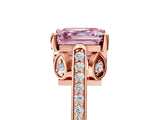Rose gold Fancy Pink Asscher  Cut Cathedral Pave Diamond Engagement Ring with Six-Prong Setting_38