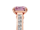 Rose gold Fancy Pink Asscher  Cut Channel Set Solitaire Engagement Ring with Prong Setting_5