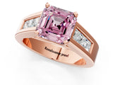 Rose gold Fancy Pink Asscher Cut Cut Channel Set Solitaire Ring with Four-Prong Setting_1
