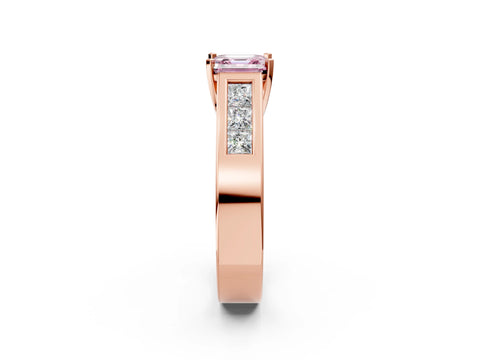 Rose gold Fancy Pink Asscher Cut Cut Channel Set Solitaire Ring with Four-Prong Setting_2