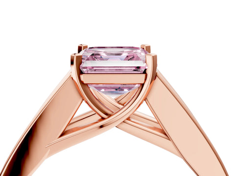 Rose gold Fancy Pink Asscher Cut Cut Channel Set Solitaire Ring with Four-Prong Setting_4