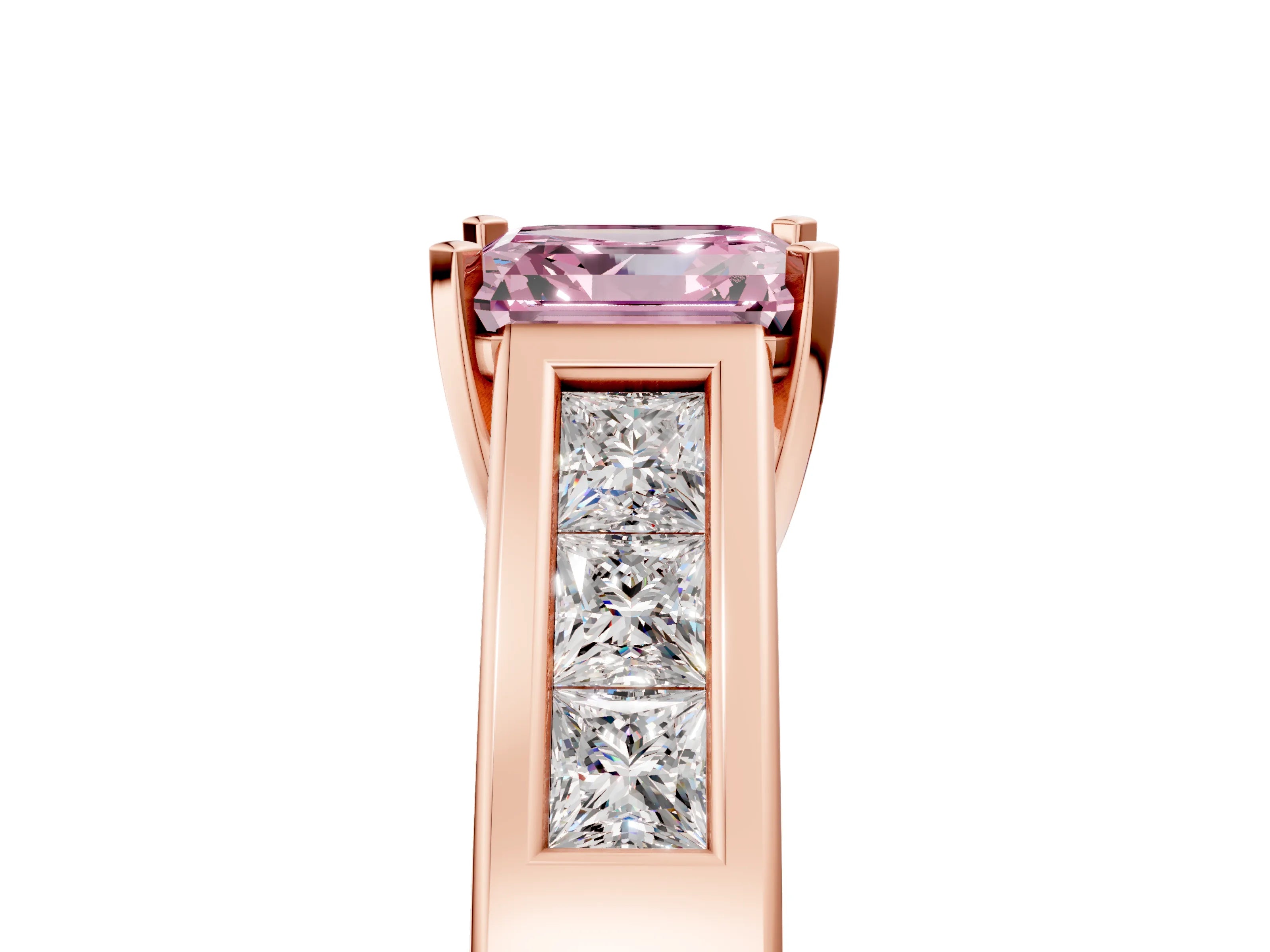 Rose gold Fancy Pink Asscher Cut Cut Channel Set Solitaire Ring with Four-Prong Setting_5