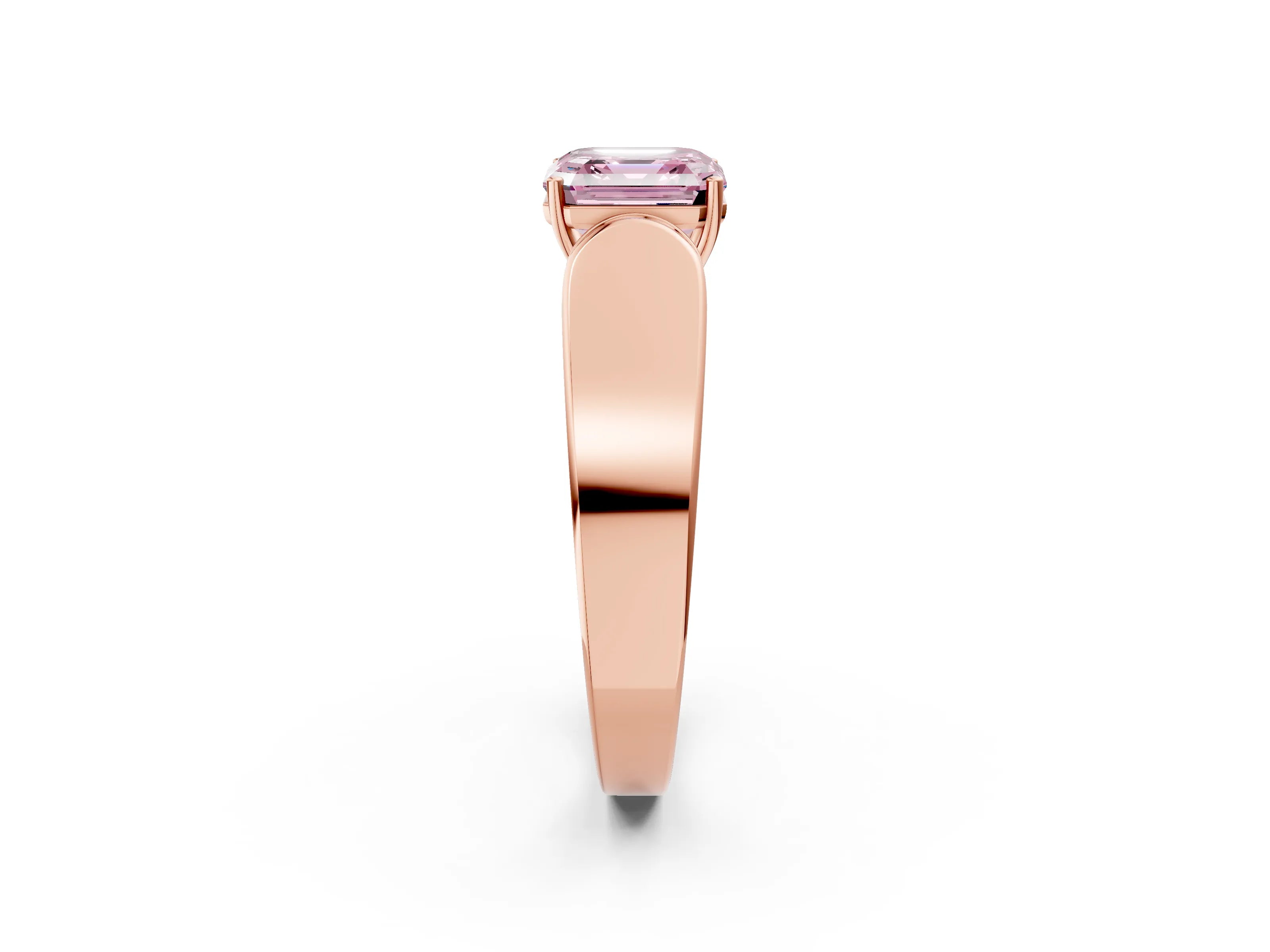 Rose gold Fancy Pink Asscher Cut Cut Diamond Channel Set Solitaire Ring with Four-Prong Setting_2