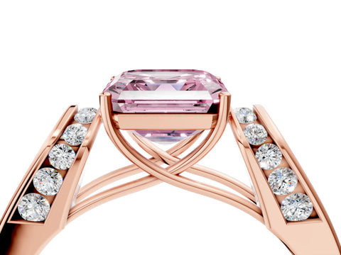 Rose gold Fancy Pink Asscher Cut Cut Diamond Channel Set Solitaire Ring with Four-Prong Setting_4