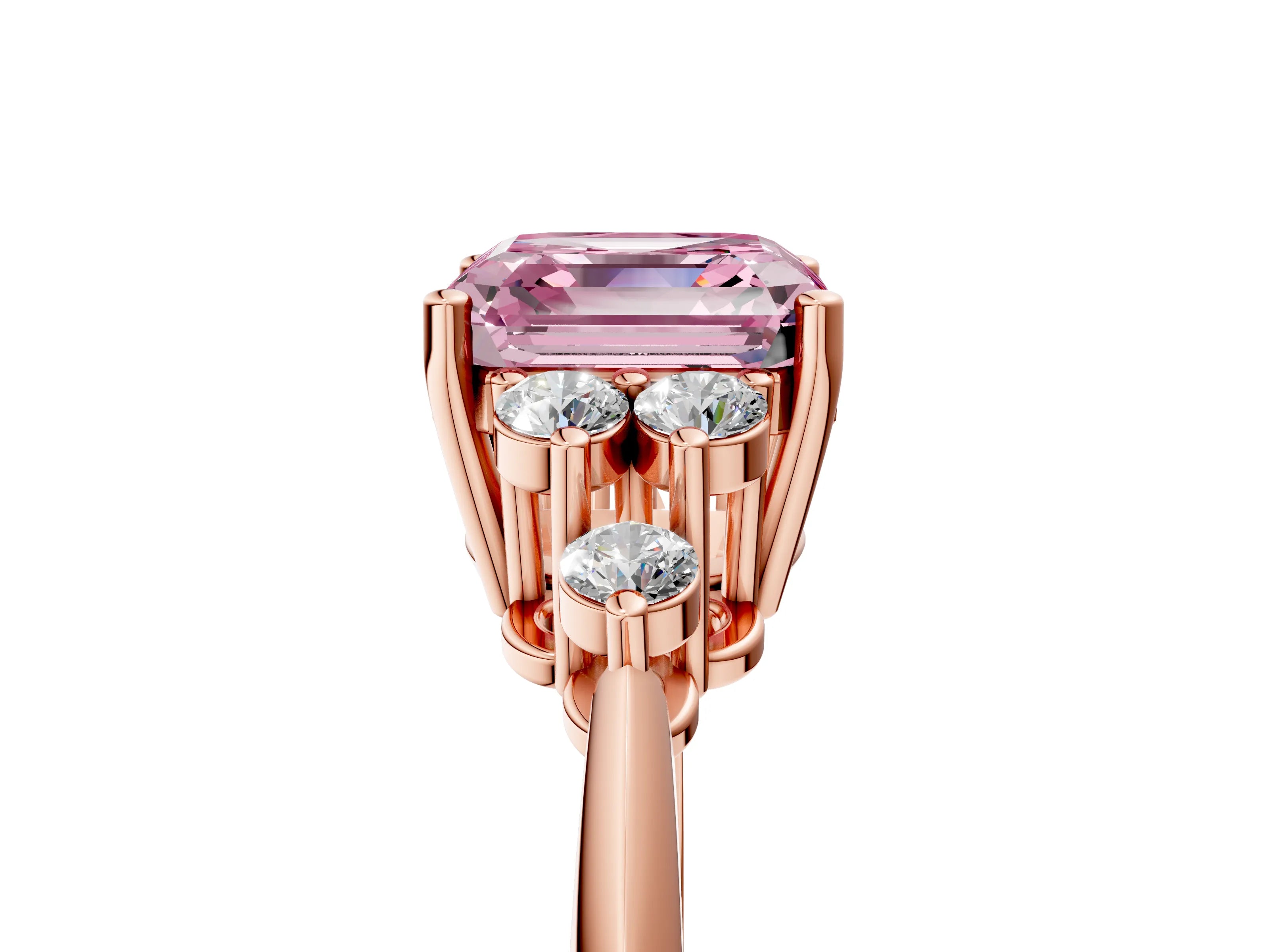 Rose gold Fancy Pink Asscher Cut Cut Diamond Cluster Ring with Solitaire Band and Four-Prong Setting_17