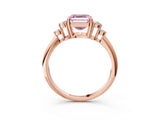 Rose gold Fancy Pink Asscher Cut Cut Diamond Cluster Ring with Solitaire Band and Four-Prong Setting_3