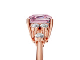 Rose gold Fancy Pink Asscher Cut Cut Diamond Cluster Ring with Solitaire Band and Four-Prong Setting_5