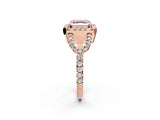 Rose gold Fancy Pink Asscher Cut Cut Diamond Halo Engagement Ring with Open Split Pavé Band_2