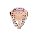 Rose gold Fancy Pink Asscher Cut Cut Diamond Halo Engagement Ring with Open Split Pavé Band_5