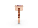Rose gold Fancy Pink Asscher Cut-Cut Diamond Halo Engagement Ring with Pave Band and Prong Setting_2