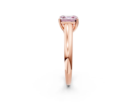 Rose gold Fancy Pink Asscher Cut Cut Diamond Solitaire Engagement Ring with Tapered Plain Band and Four-Prong Setting_2