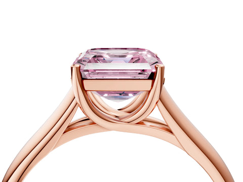 Rose gold Fancy Pink Asscher Cut Cut Diamond Solitaire Engagement Ring with Tapered Plain Band and Four-Prong Setting_4