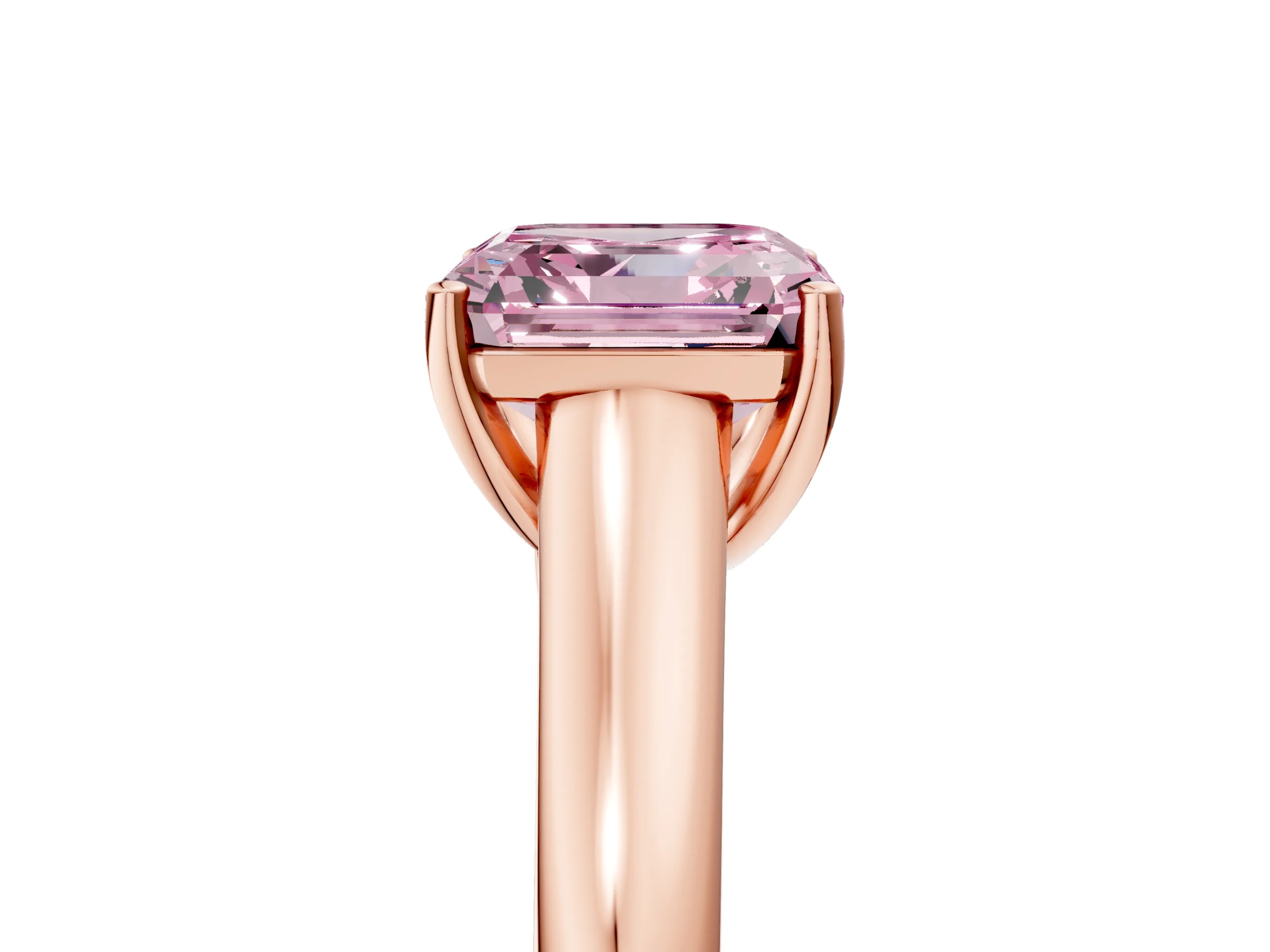 Rose gold Fancy Pink Asscher Cut Cut Diamond Solitaire Engagement Ring with Tapered Plain Band and Four-Prong Setting_5