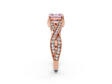 Rose gold Fancy Pink Asscher Cut Cut Diamond Twisted Band with Milgrain Pave Setting and Four-Prong Setting_2