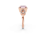 Rose gold Fancy Pink Asscher Cut Cut Halo Diamond Infinity Band with Four-Prong Setting_2