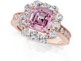 Rose gold Fancy Pink Asscher Cut Cut Halo Diamond Pavé Engagement Ring with Milgrain Detailing_1