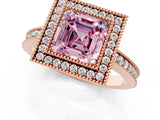 Rose gold Fancy Pink Asscher Cut Cut Halo Pavé Diamond Ring_1