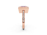 Rose gold Fancy Pink Asscher Cut Cut Halo Pavé Diamond Ring_2
