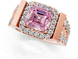 Rose gold Fancy Pink Asscher Cut Cut Halo Split Shank Prong Set Ring_1