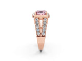 Rose gold Fancy Pink Asscher Cut Cut Halo Split Shank Prong Set Ring_2