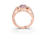 Rose gold Fancy Pink Asscher Cut Cut Halo Split Shank Prong Set Ring_3