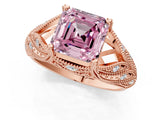 Rose gold Fancy Pink Asscher Cut Cut Milgrain Pave Diamond Engagement Ring with Four-Prong Setting_16