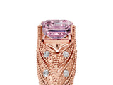 Rose gold Fancy Pink Asscher Cut Cut Milgrain Pave Diamond Engagement Ring with Four-Prong Setting_20