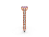 Rose gold Fancy Pink Asscher Cut Cut Pave Band Milgrain Solitaire Ring_2