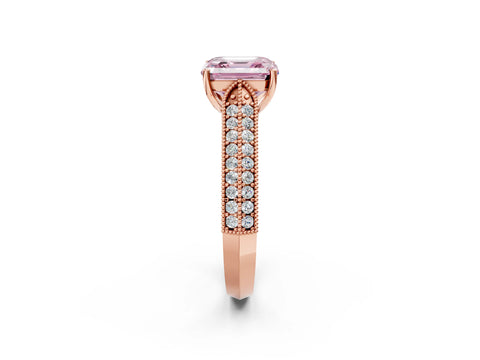 Rose gold Fancy Pink Asscher Cut Cut Pave Split Shank Engagement Ring with Four-Prong Setting_2