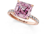 Rose gold Fancy Pink Asscher Cut Diamond Brilliant Solitaire Ring with Pavé Band and Four-Prong Setting_13