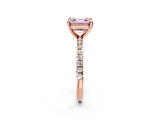 Rose gold Fancy Pink Asscher Cut Diamond Brilliant Solitaire Ring with Pavé Band and Four-Prong Setting_14