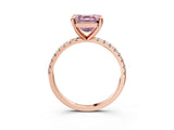 Rose gold Fancy Pink Asscher Cut Diamond Brilliant Solitaire Ring with Pavé Band and Four-Prong Setting_15