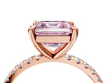 Rose gold Fancy Pink Asscher Cut Diamond Brilliant Solitaire Ring with Pavé Band and Four-Prong Setting_16