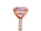 Rose gold Fancy Pink Asscher Cut Diamond Brilliant Solitaire Ring with Pavé Band and Four-Prong Setting_17