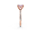 Rose gold Fancy Pink Asscher Cut Diamond Brilliant Solitaire Ring with Pavé Band and Four-Prong Setting_2