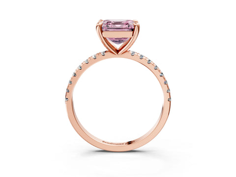 Rose gold Fancy Pink Asscher Cut Diamond Brilliant Solitaire Ring with Pavé Band and Four-Prong Setting_3