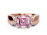 Rose gold Fancy Pink Asscher Cut Diamond Channel Set Solitaire Ring with Four-Prong Setting_12
