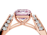 Rose gold Fancy Pink Asscher Cut Diamond Channel Set Solitaire Ring with Four-Prong Setting_16