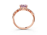Rose gold Fancy Pink Asscher Cut Diamond Cluster Pavé Band with Four-Prong Setting_6